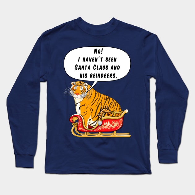 Meme fat tiger Christmas comics / Year of the Tiger /New Year 2022/ Tiger 2022 Long Sleeve T-Shirt by SafSafStore